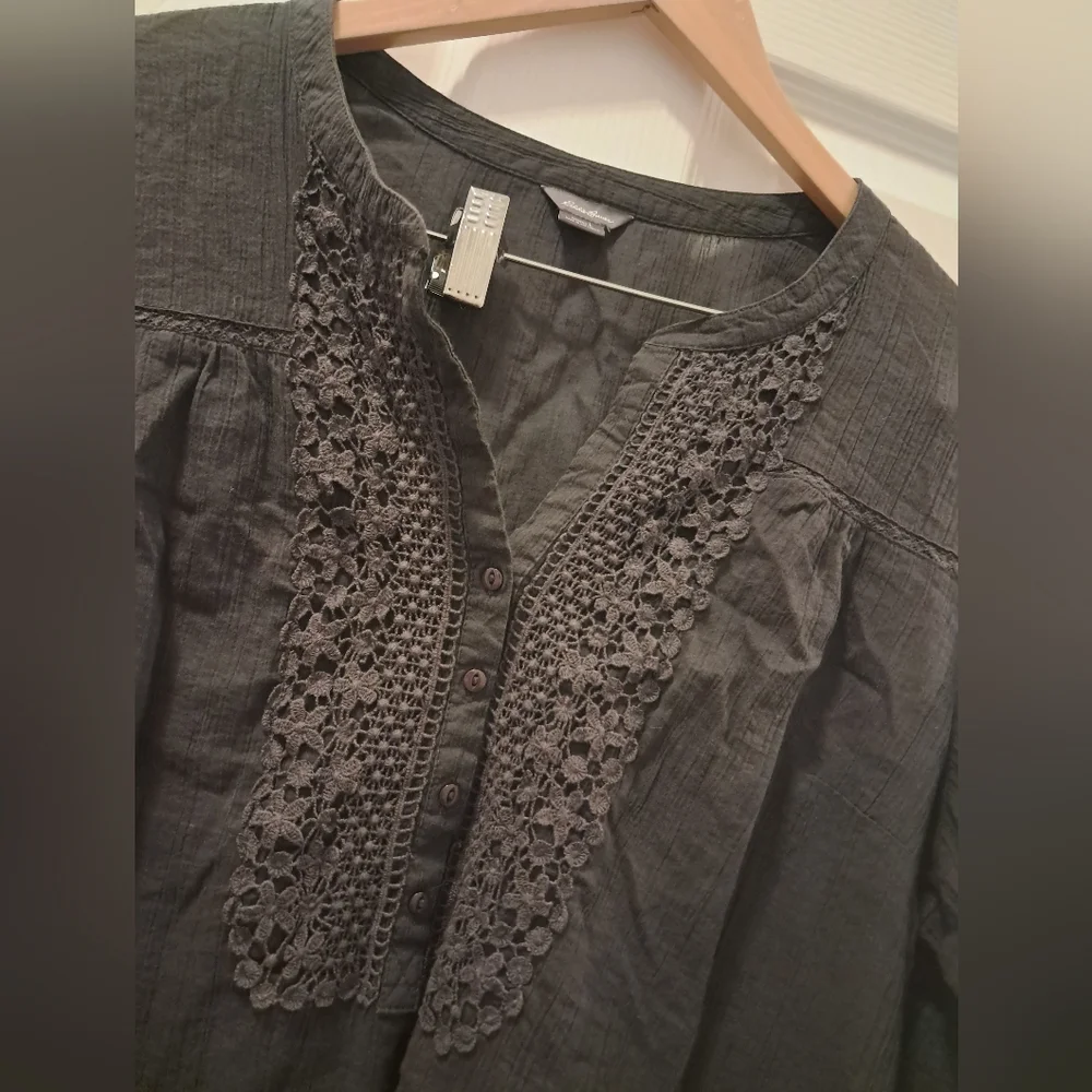 Eddie Bauer Womens Gray Blouse - Picture 3 of 5